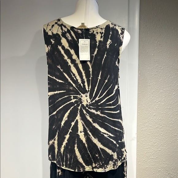 Cream and Black Tie-Dye Wide-Leg Jumpsuit - Picture 7 of 16